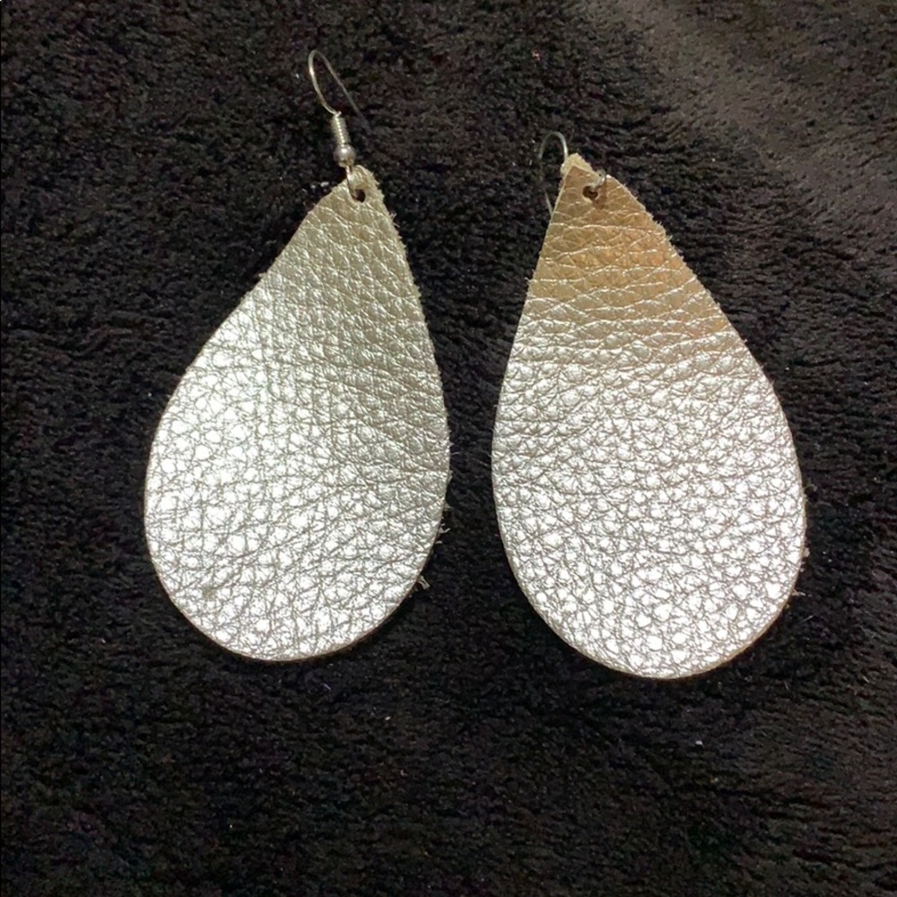 Champagne Metallic Leather Earrings